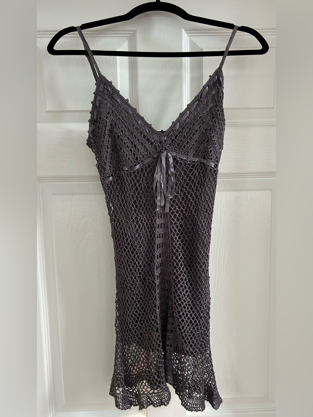 Women’s Crochet Camisole in Charcoal Gray